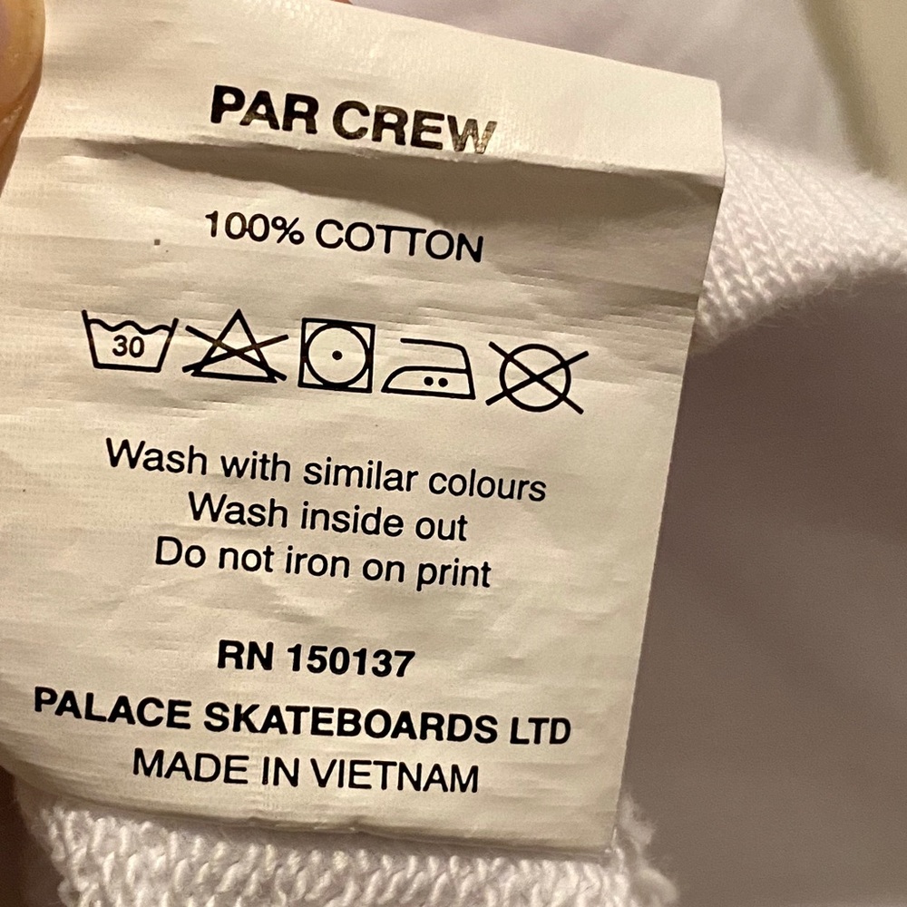 🆕Palace Par Crew in White FW18, size small - Picture 6 of 7